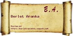 Berlet Aranka névjegykártya